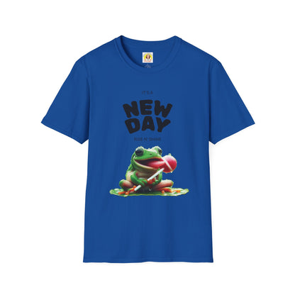 Unisex Frog Graphic T-Shirt - 'It's a New Day, Rise N' Shine'