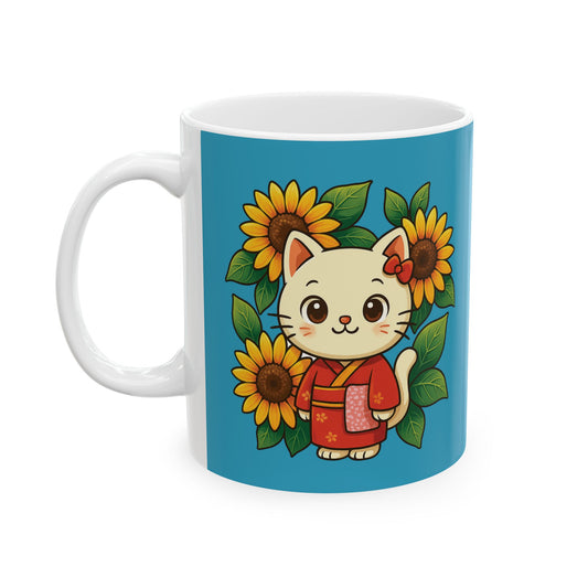 Sunflower Love Ceramic Mug - Floral Coffee Cup for Gift, Home Decor, Tea Drinkers, Mother's Day, Birthday, Plant Lovers