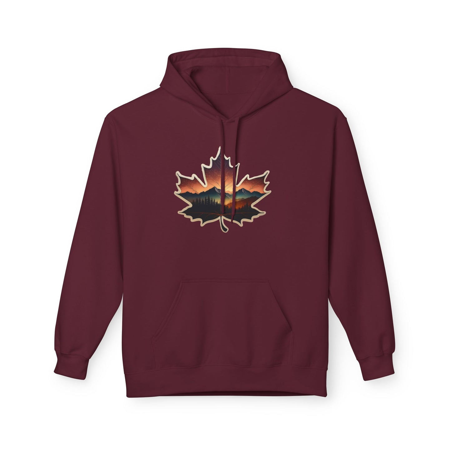 Cozy Sunset Maple Leaf Hoodie | Fall Fashion, Nature Lover Gift, Warmth for Fall, Outdoor Adventure, Comfortable Wear