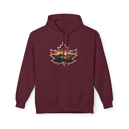 Cozy Sunset Maple Leaf Hoodie | Fall Fashion, Nature Lover Gift, Warmth for Fall, Outdoor Adventure, Comfortable Wear