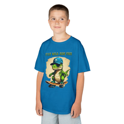 Kids Graphic Tee with Dinosaur Design, Stay Wild, Fun T-Shirt for Boys, Youth Apparel, Gift for Birthdays, Playdate Wear, Casual Style