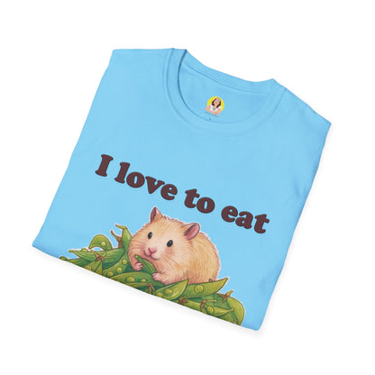 Cute Animal Lover T-Shirt, I Love to Eat Design, Nature Tee, Gifts for Animal Lovers, Casual Wear, Fun Gift, Eco-Friendly Fashion, Hebrew T-Shirt