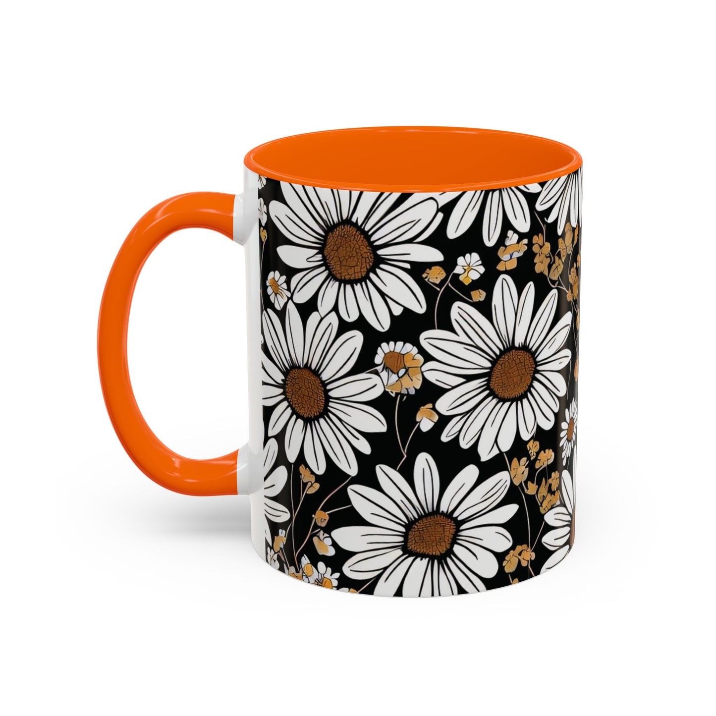 Floral Accent Coffee Mug, Daisy Design Mug for Home, Gift for Plant Lovers, Cute Coffee Cup, Spring Inspired Kitchenware