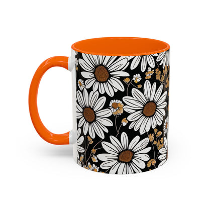Floral Accent Coffee Mug, Daisy Design Mug for Home, Gift for Plant Lovers, Cute Coffee Cup, Spring Inspired Kitchenware