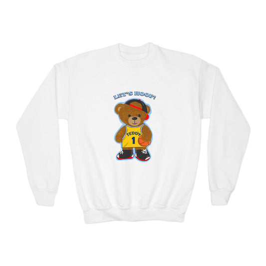 Youth Basketball Bear Sweatshirt - Cozy, Fun Gift for Kids, Perfect for Birthdays, Sports Events, or Casual Wear, Kids Crewneck