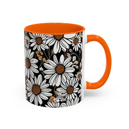 Floral Accent Coffee Mug, Daisy Design Mug for Home, Gift for Plant Lovers, Cute Coffee Cup, Spring Inspired Kitchenware