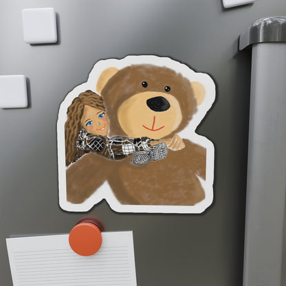 Cute Bear and Girl Die-Cut Magnet | Perfect Gift for Kids, Home Decor, Fridge Magnet, Nursery Decoration, Kids' Room
