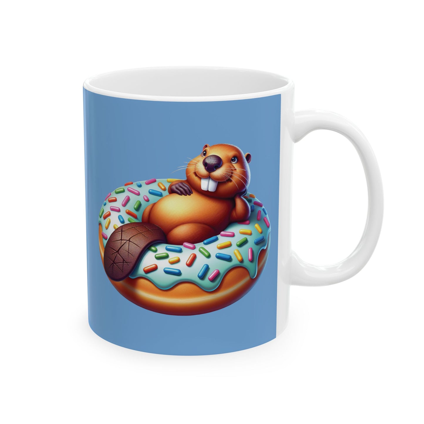 Cute Cartoon Bear Donut Ceramic Mug | Fun Gift for Animal Lovers