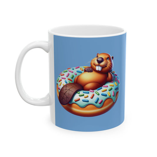 Cute Cartoon Bear Donut Ceramic Mug | Fun Gift for Animal Lovers