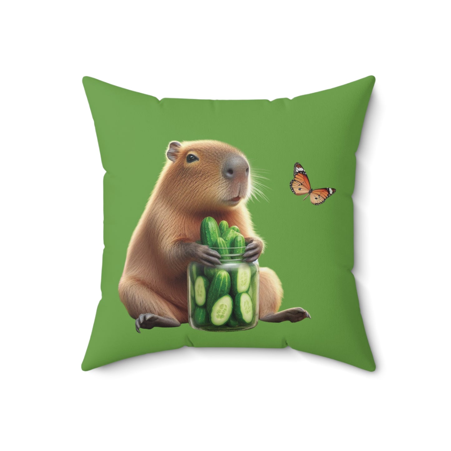Cute Capybara Cucumber Square Pillow – Cozy Home Decor