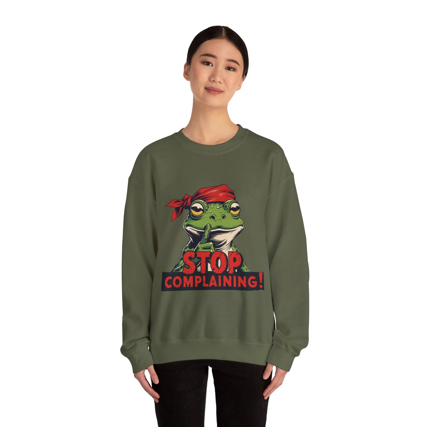Frog Stop Complaining Sweatshirt, Funny Gift for Frog Lovers, Cozy Unisex Crewneck, Perfect for Relaxing, Gift for Friends