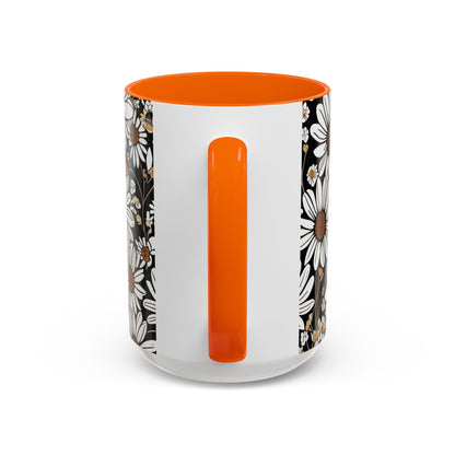 Floral Accent Coffee Mug, Daisy Design Mug for Home, Gift for Plant Lovers, Cute Coffee Cup, Spring Inspired Kitchenware