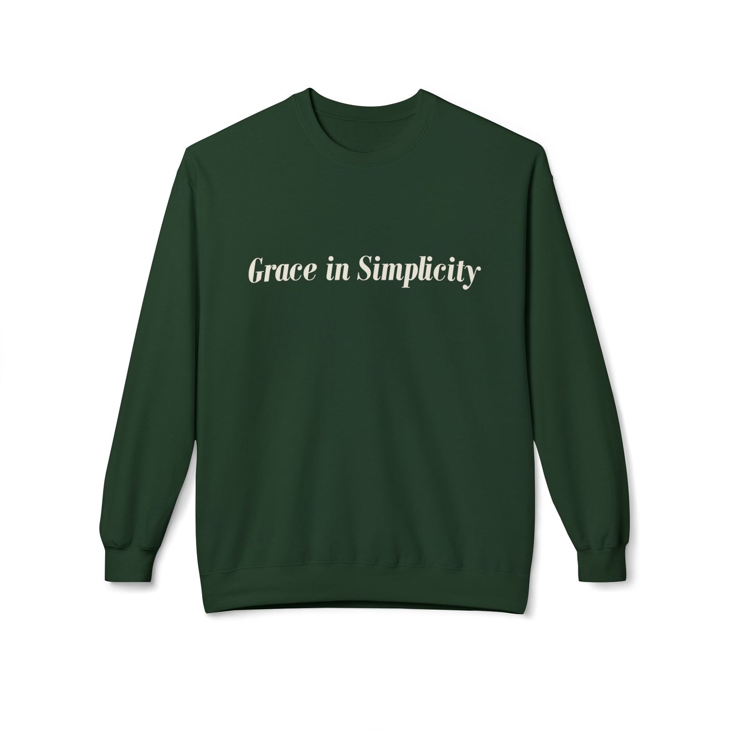 Cozy Quote Crewneck Sweatshirt - "Grace in Simplicity" - Unisex Gift, Casual Wear, Minimalist Style, Cozy Essential, Autumn Layering