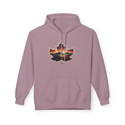 Cozy Sunset Maple Leaf Hoodie | Fall Fashion, Nature Lover Gift, Warmth for Fall, Outdoor Adventure, Comfortable Wear