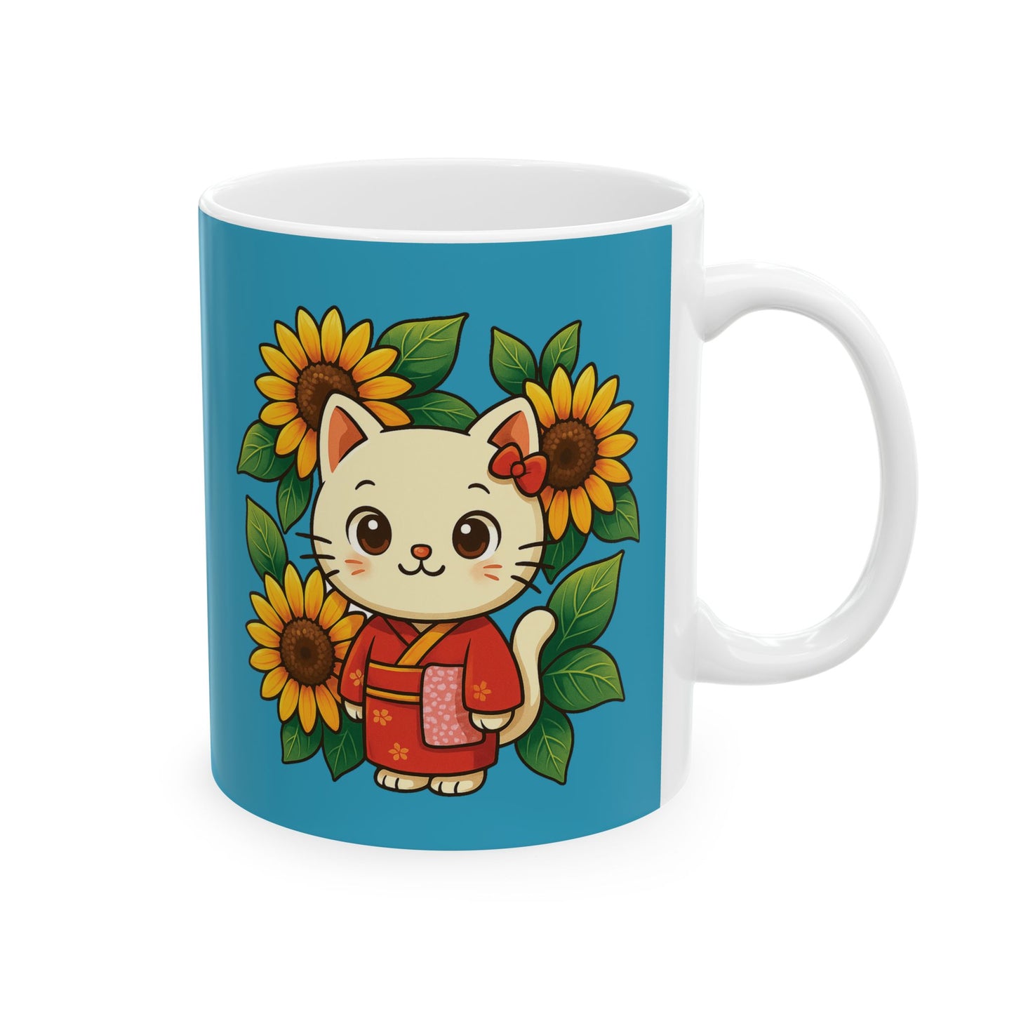 Sunflower Love Ceramic Mug - Floral Coffee Cup for Gift, Home Decor, Tea Drinkers, Mother's Day, Birthday, Plant Lovers