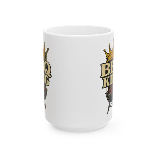 BBQ King Ceramic Mug - Grill Master Gift, BBQ Lover's Cup, Perfect for Father's Day, Birthdays, Cookout Essentials
