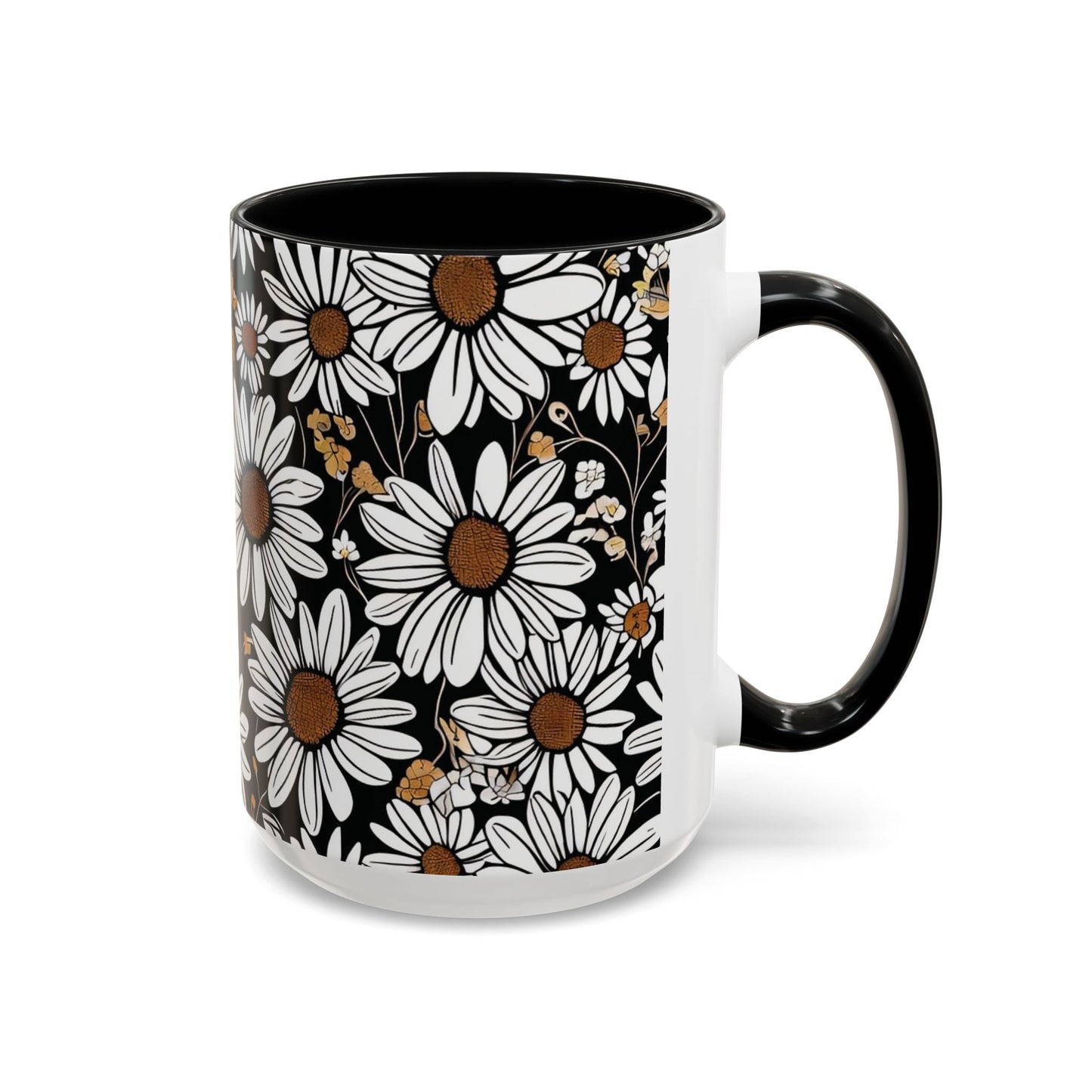 Floral Accent Coffee Mug, Daisy Design Mug for Home, Gift for Plant Lovers, Cute Coffee Cup, Spring Inspired Kitchenware