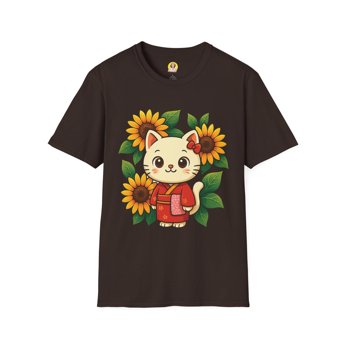 Cute Cat Floral T-Shirt | Softstyle Tee for Cat Lovers, Gifts for Her, Casual Wear, Birthday Present, Spring Fashion