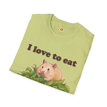 Cute Animal Lover T-Shirt, I Love to Eat Design, Nature Tee, Gifts for Animal Lovers, Casual Wear, Fun Gift, Eco-Friendly Fashion, Hebrew T-Shirt