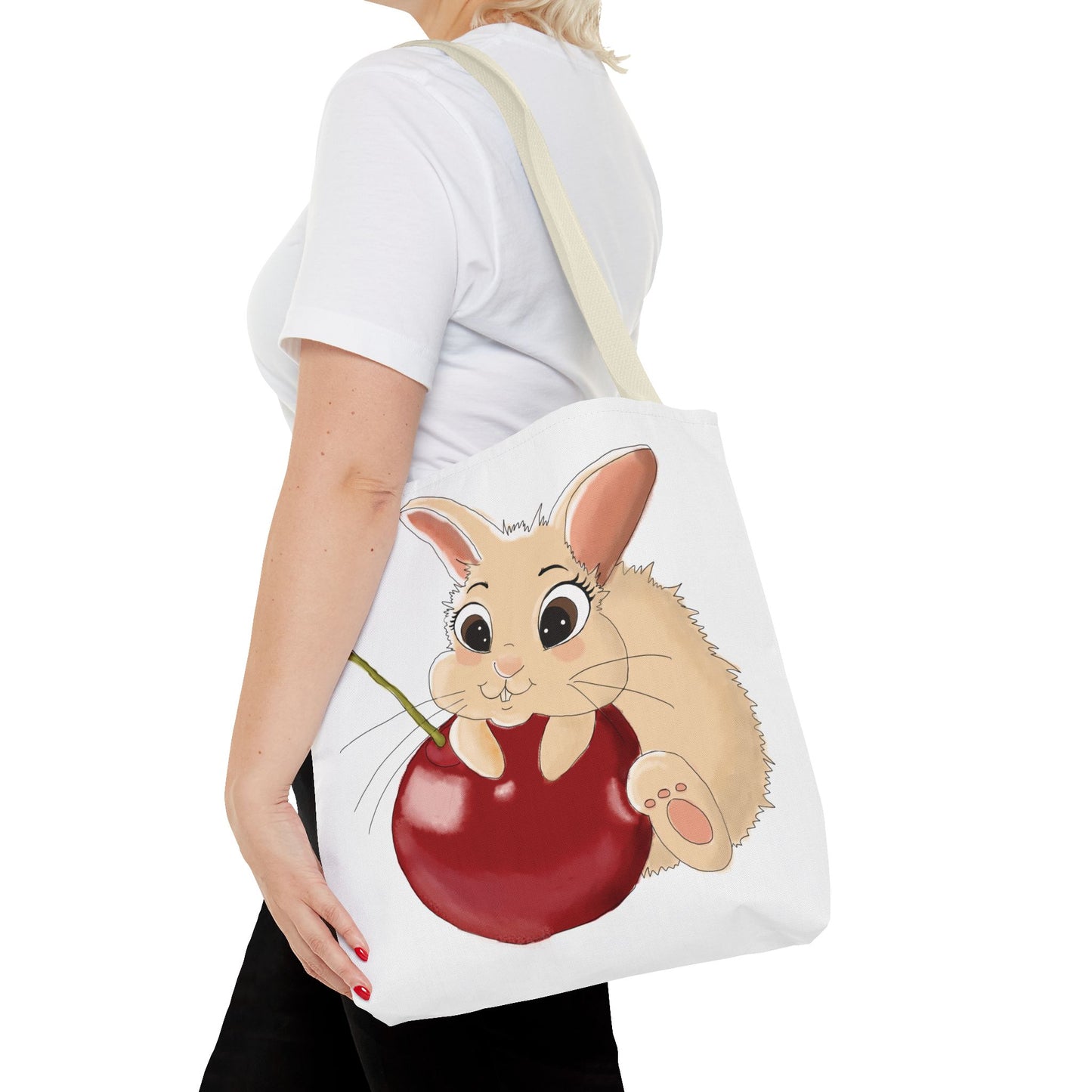 Cute Bunny Cherry Tote Bag - Adorable Animal Design for Animal Lovers
