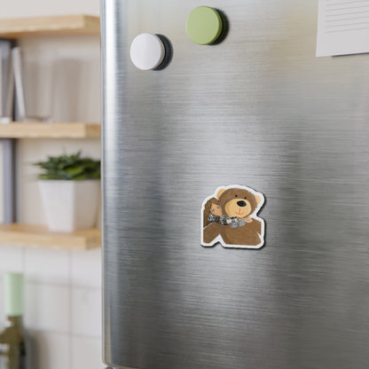 Cute Bear and Girl Die-Cut Magnet | Perfect Gift for Kids, Home Decor, Fridge Magnet, Nursery Decoration, Kids' Room