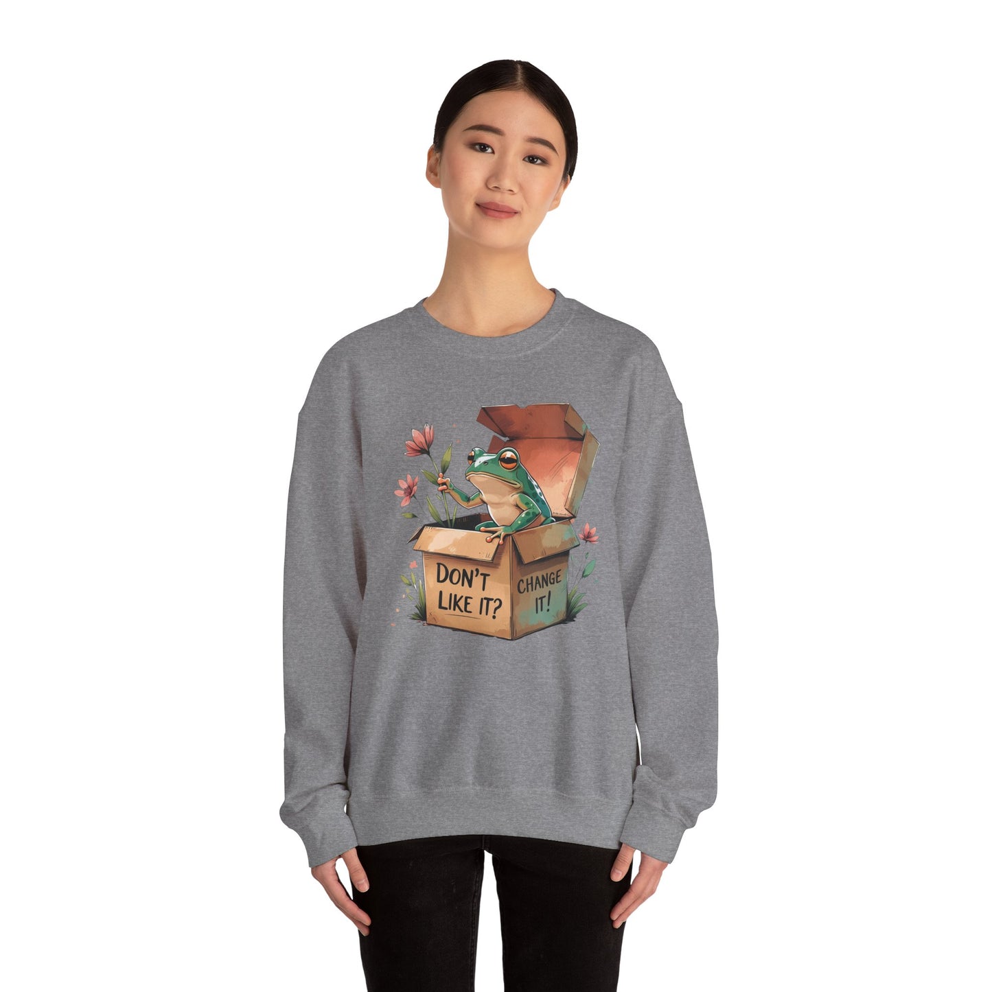 Playful Frog Graphic Sweatshirt, Unisex Crewneck, Fun Gift, Nature Lover Apparel, Inspirational Fashion, Seasonal Wardrobe