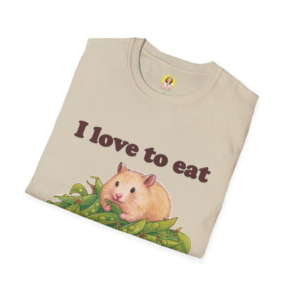 Cute Animal Lover T-Shirt, I Love to Eat Design, Nature Tee, Gifts for Animal Lovers, Casual Wear, Fun Gift, Eco-Friendly Fashion, Hebrew T-Shirt