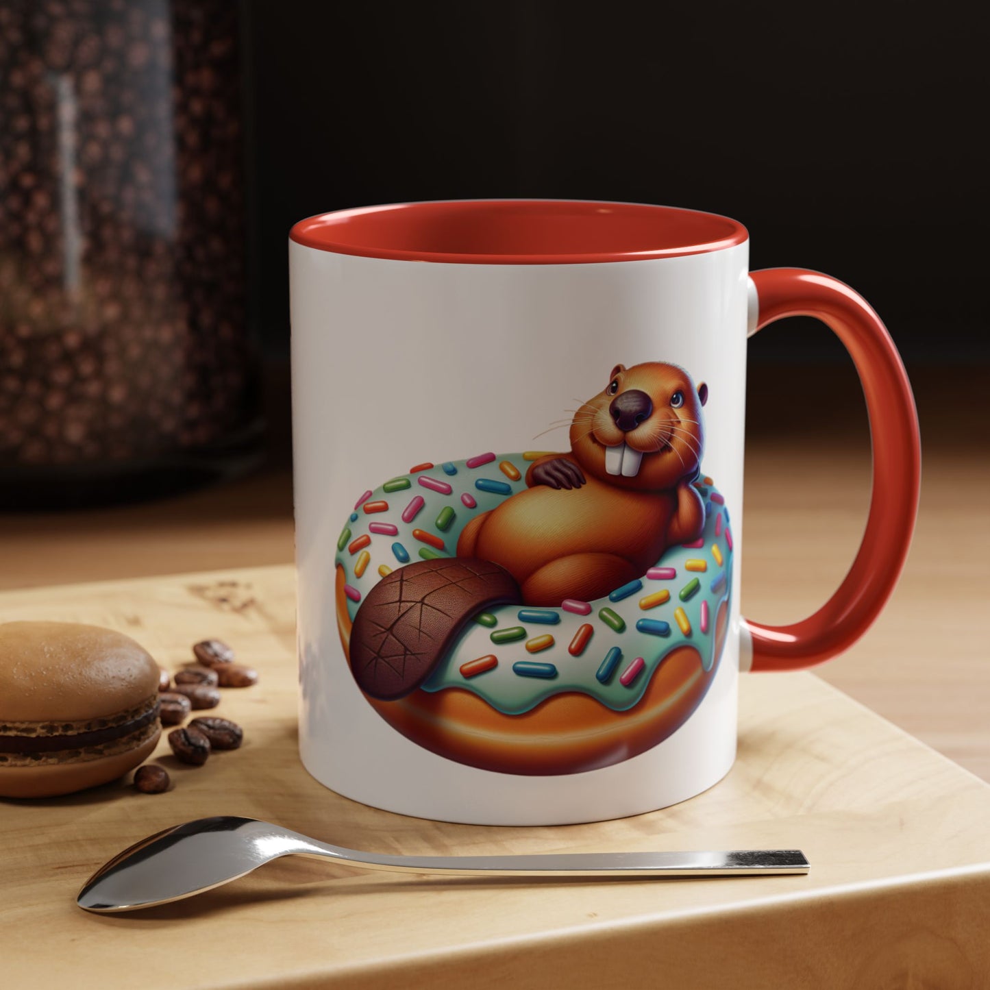 Cute Beaver Donut Coffee Mug - Fun Gift for Animal Lovers