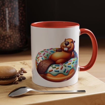 Cute Beaver Donut Coffee Mug - Fun Gift for Animal Lovers