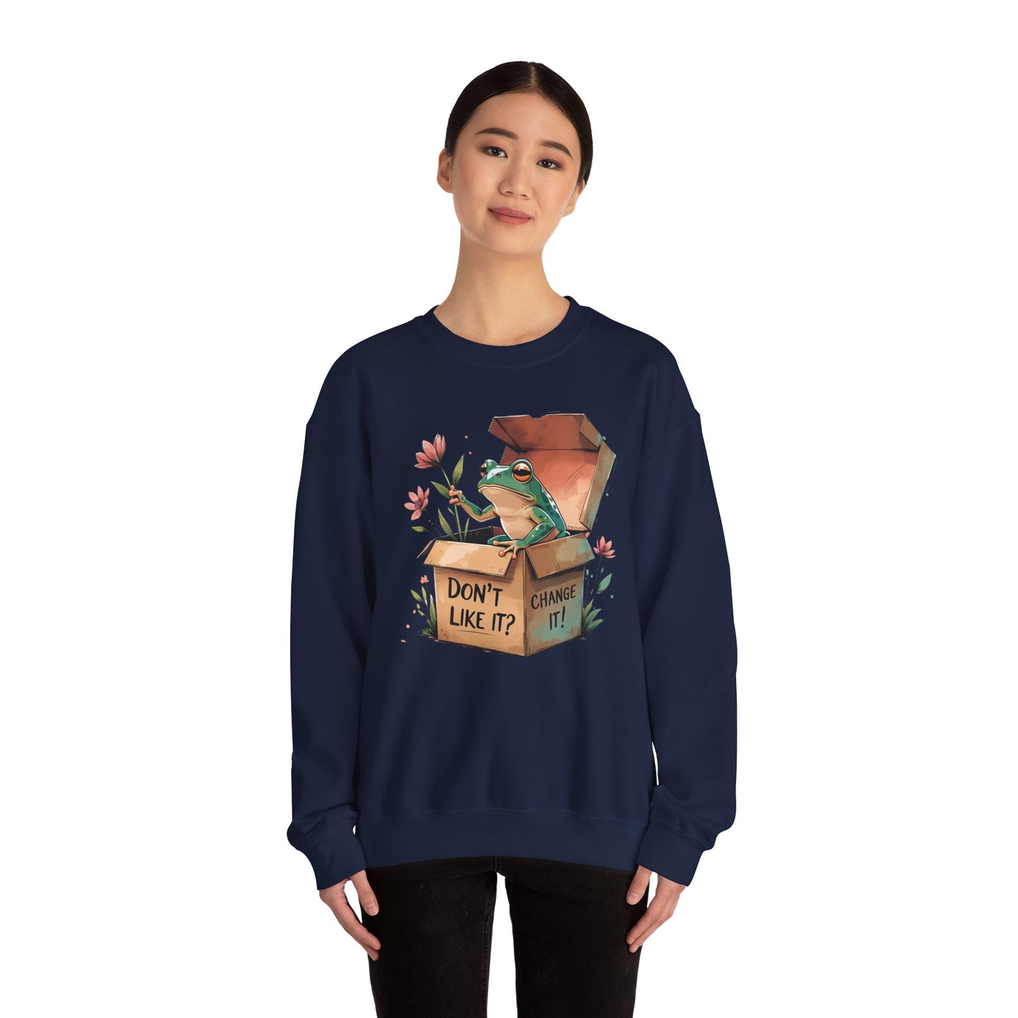 Playful Frog Graphic Sweatshirt, Unisex Crewneck, Fun Gift, Nature Lover Apparel, Inspirational Fashion, Seasonal Wardrobe