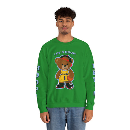 Basketball Teddy Bear Sweatshirt, Cute Athleisure, Kid's Fashion, Sports Gift, Cozy Unisex Crewneck