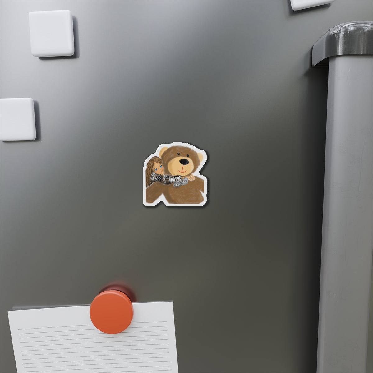 Cute Bear and Girl Die-Cut Magnet | Perfect Gift for Kids, Home Decor, Fridge Magnet, Nursery Decoration, Kids' Room