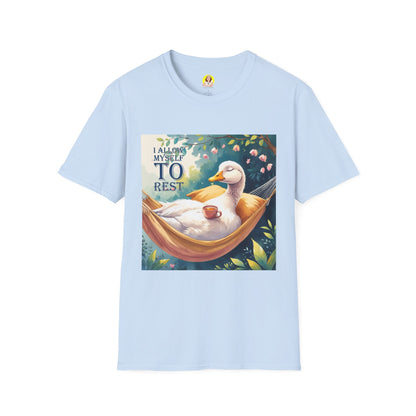 Relaxing Duck Unisex T-Shirt, Nature Lover Tee, Cozy Gift for Friends, Mother's Day Present, Unique Rest Quote Tee, Fall Apparel