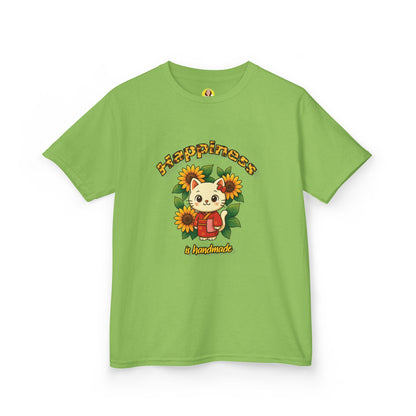 Adorable Cat & Sunflower Kids Tee - Cute Gift, Summer Style, Fun Playwear, Birthday Present, Animal Lover Apparel
