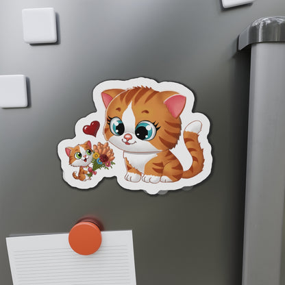 Cute Cat Die-Cut Magnets, Kawaii Cat Decor, Pet Lover Gifts, Fridge Magnets, Cat Mom Gifts, Animal Decor