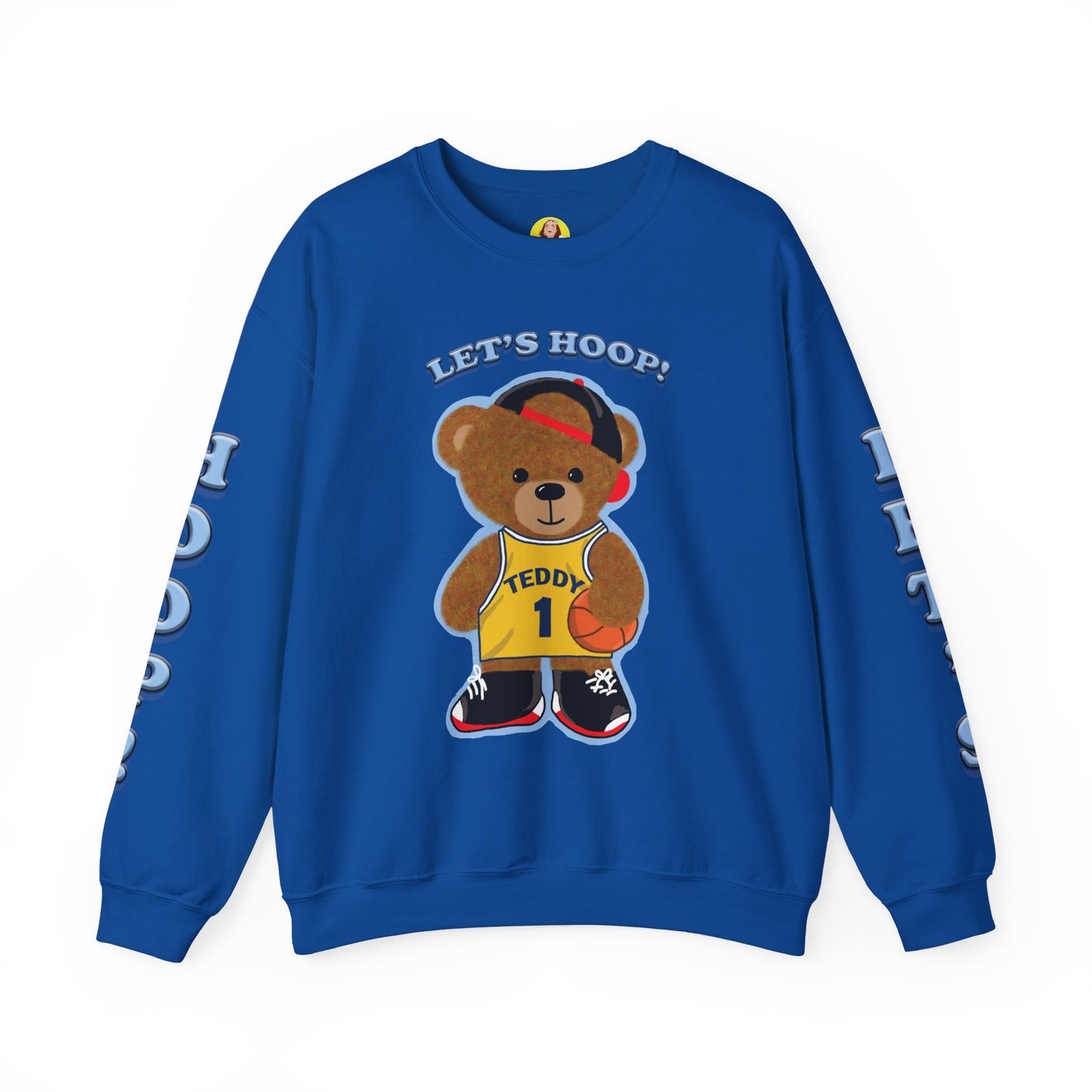 Basketball Teddy Bear Sweatshirt, Cute Athleisure, Kid's Fashion, Sports Gift, Cozy Unisex Crewneck
