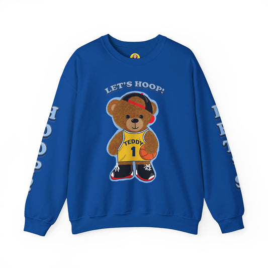 Basketball Teddy Bear Sweatshirt, Cute Athleisure, Kid's Fashion, Sports Gift, Cozy Unisex Crewneck