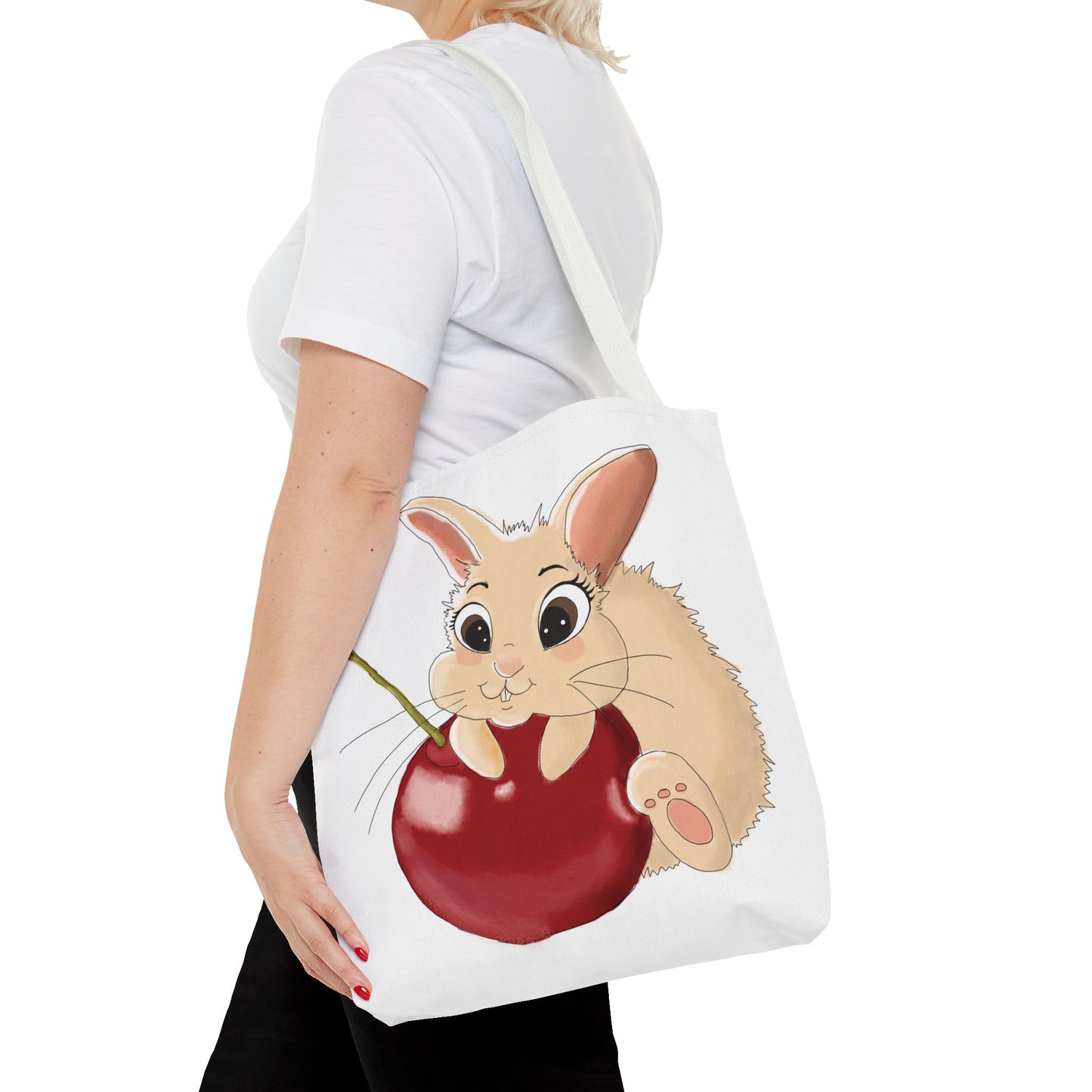 Cute Bunny Cherry Tote Bag - Adorable Animal Design for Animal Lovers