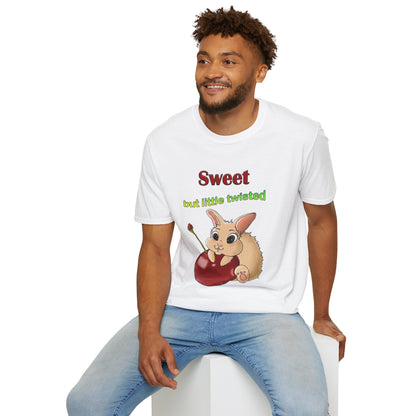 Cute Bunny with Cherry Unisex Softstyle T-Shirt - Perfect for Animal Lovers