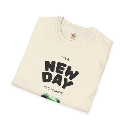 Unisex Frog Graphic T-Shirt - 'It's a New Day, Rise N' Shine'