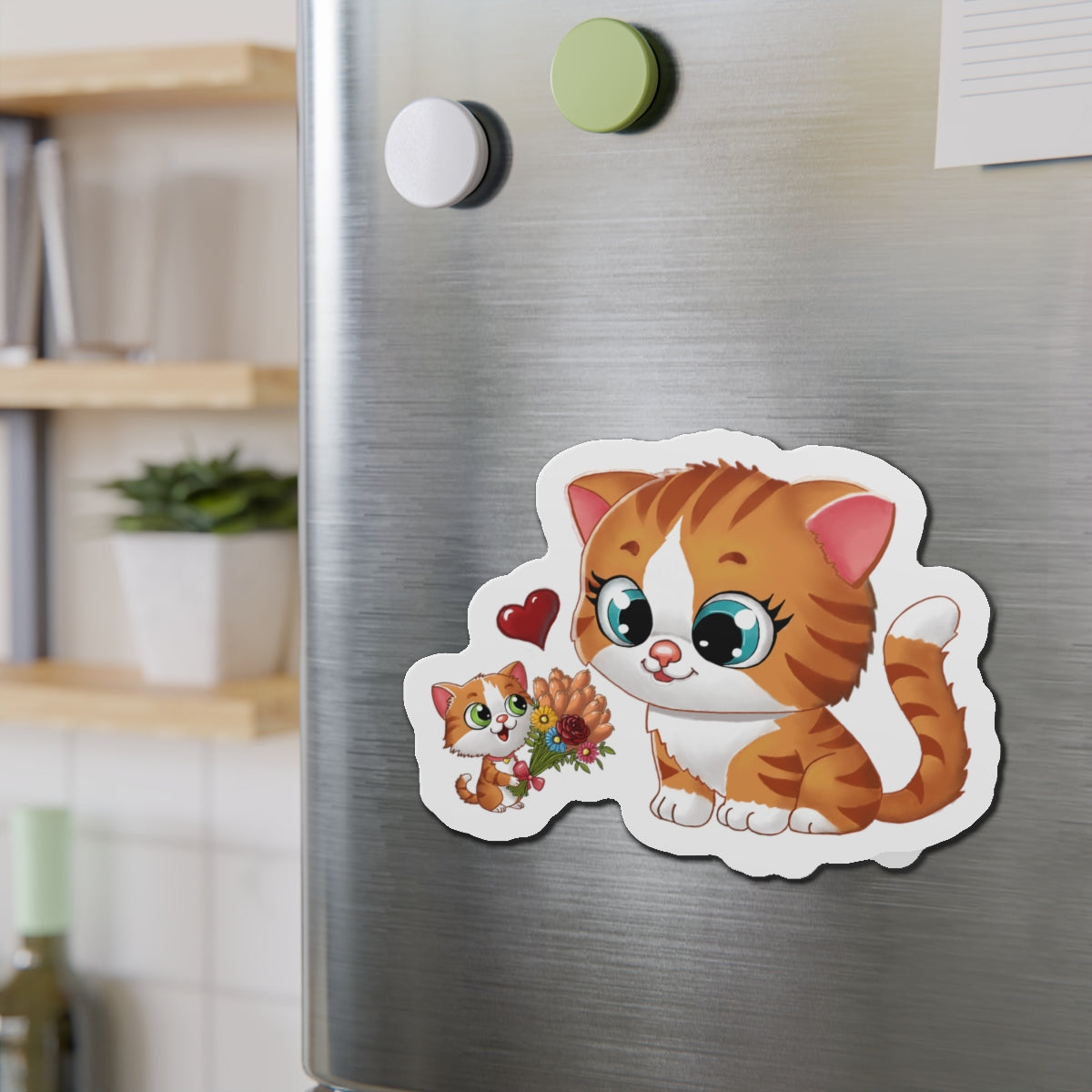Cute Cat Die-Cut Magnets, Kawaii Cat Decor, Pet Lover Gifts, Fridge Magnets, Cat Mom Gifts, Animal Decor