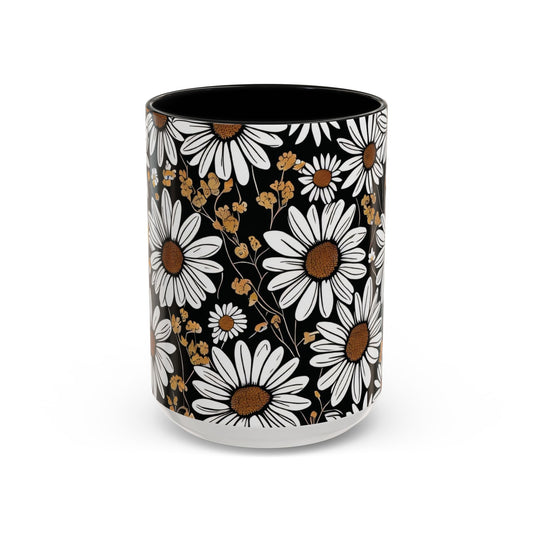 Floral Accent Coffee Mug, Daisy Design Mug for Home, Gift for Plant Lovers, Cute Coffee Cup, Spring Inspired Kitchenware