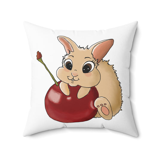 Cute Bunny Cherry Throw Pillow – Adorable Home Decor for Animal Lovers