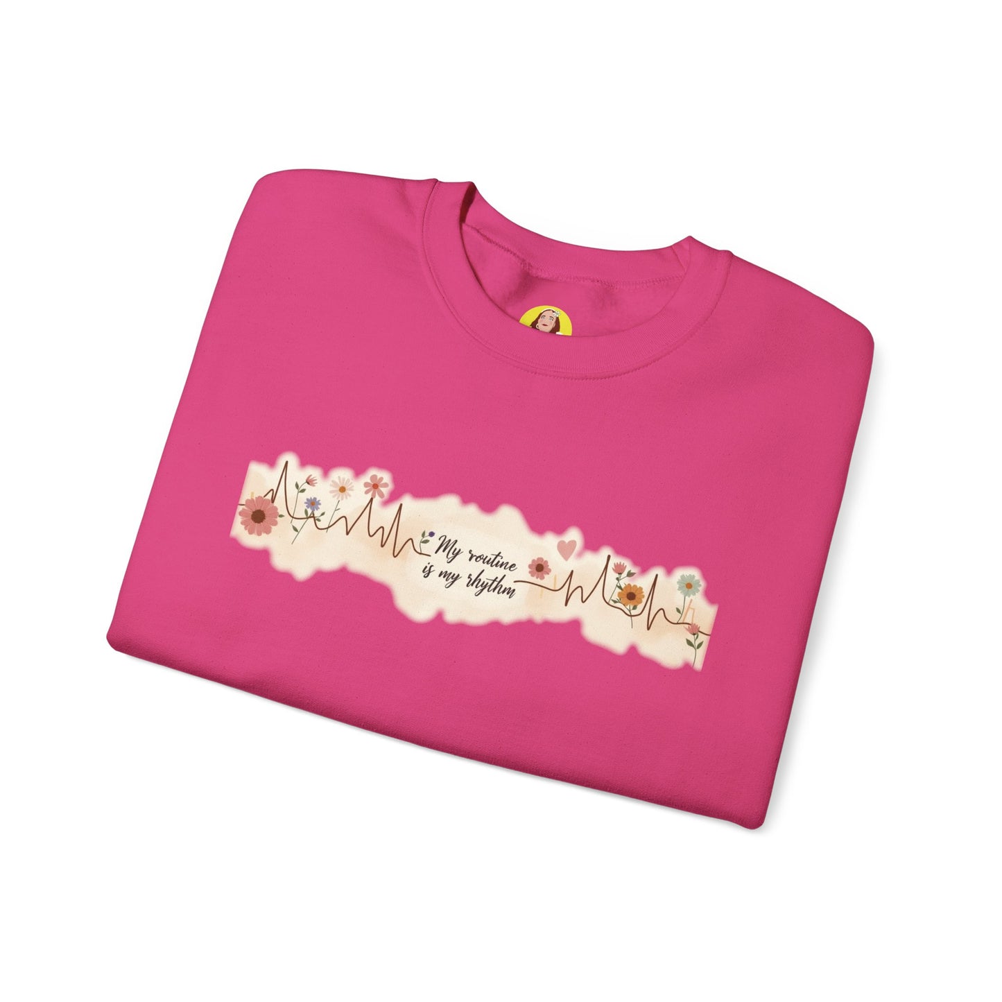 Floral Heartbeat Crewneck Sweatshirt - Cozy Gift for Music Lovers, Unisex Sweatshirt for Birthdays, Valentine's Day, Self-Care