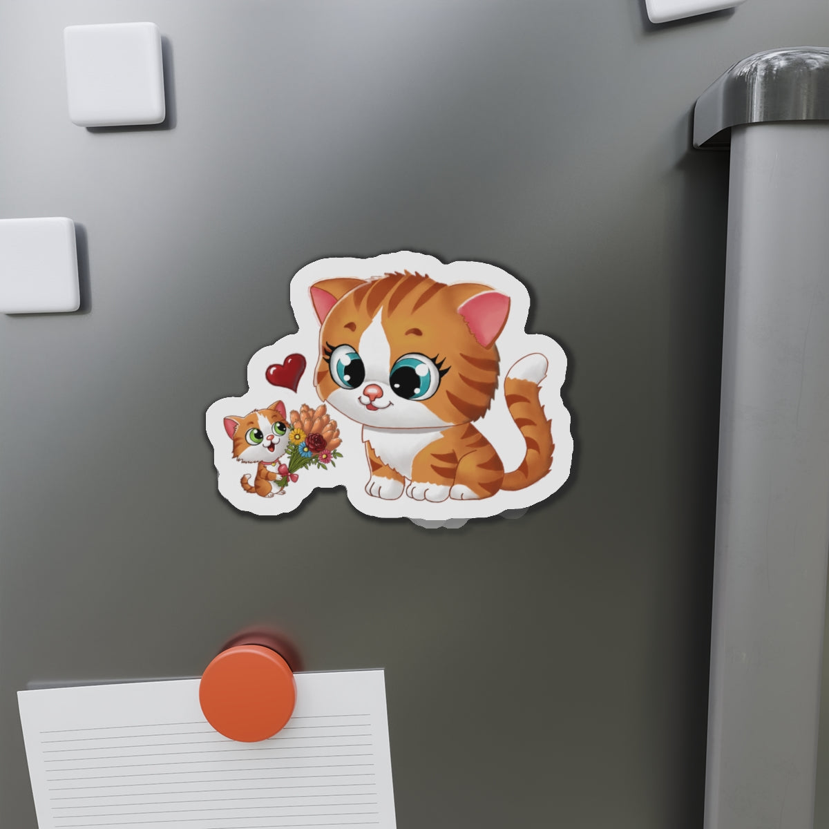Cute Cat Die-Cut Magnets, Kawaii Cat Decor, Pet Lover Gifts, Fridge Magnets, Cat Mom Gifts, Animal Decor