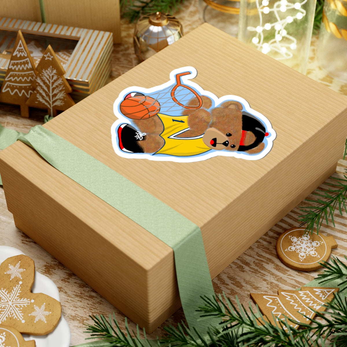 Cute Bear Basketball Kiss-Cut Stickers | Fun Sports Decor, Kids Party Favors, Gift for Sports Lovers, Laptop Decals, Sticker Collection