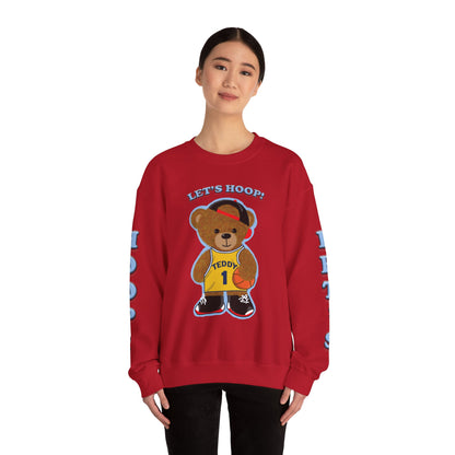 Basketball Teddy Bear Sweatshirt, Cute Athleisure, Kid's Fashion, Sports Gift, Cozy Unisex Crewneck