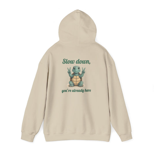 Slow Down Hoodie - Unisex Heavy Blend Sweatshirt, Chill Vibes, Gift for Friends, Cozy Style, Funny Quote Apparel