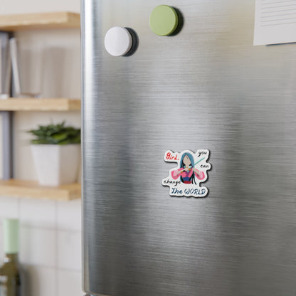 Empowering Girl Power Die-Cut Magnets | Inspirational Decor, Gift for Students, Motivational Sticker, Cute Office Decor