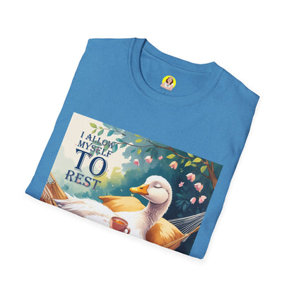 Relaxing Duck Unisex T-Shirt, Nature Lover Tee, Cozy Gift for Friends, Mother's Day Present, Unique Rest Quote Tee, Fall Apparel